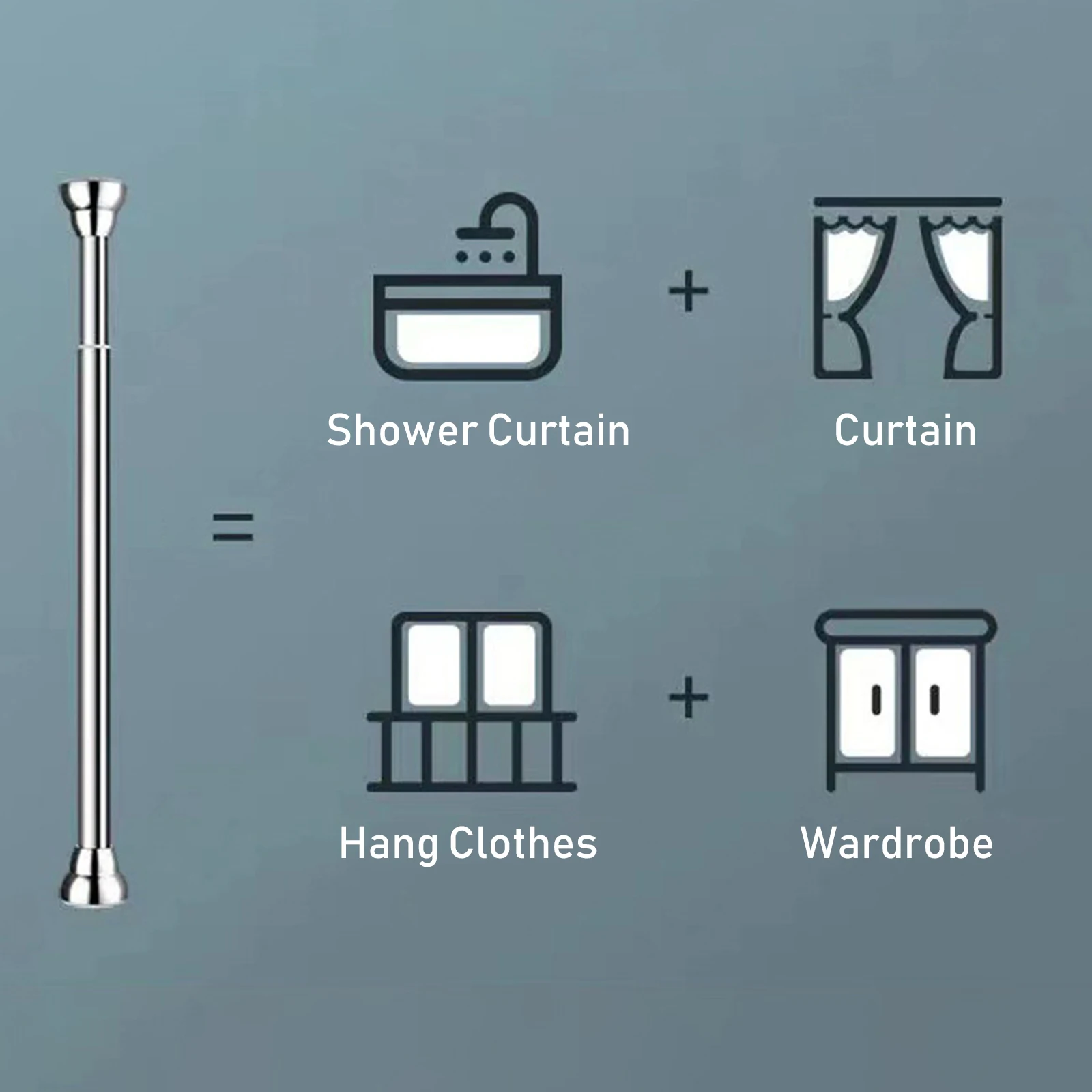 Non-Slip Spring Tension Curtain Rod 50 TO 80 CM Expandable Curtain Rod No Drilling Bath Closet Hanging Pole ﻿