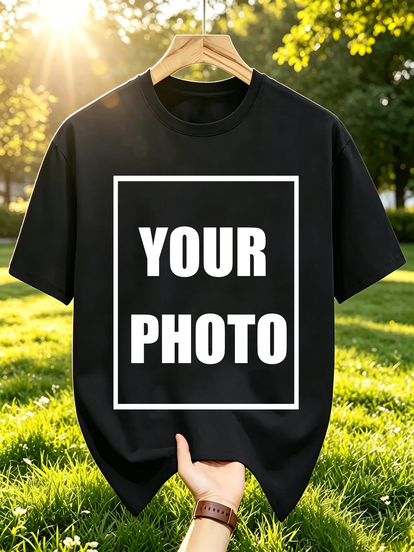 Photo Creative Design T-Shirt Men's Women's High-end Parent-Child Clothing Cartoon Image DIY 100% Cotton Summer New Fashion Tee