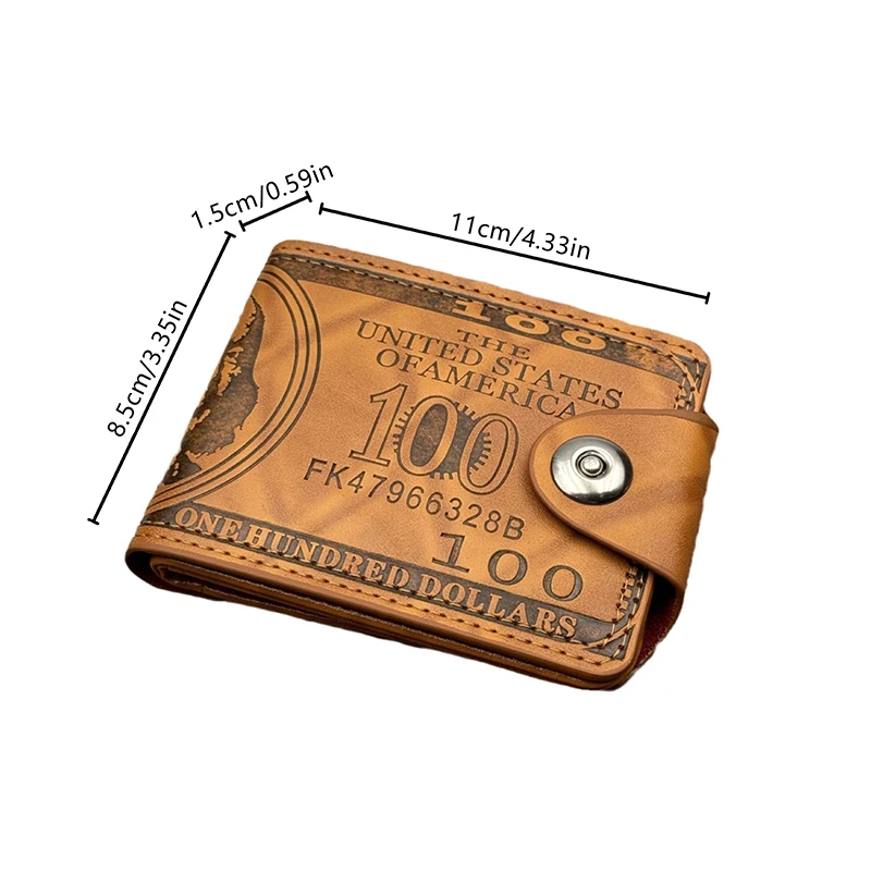 กระเป๋าสตางค์ผู้ชายกระเป๋าสตางค์ผู้ชาย 100 US Dollar PatternWallet ชายหนัง Walet Photo Card Holder กระเป๋าสตางค์ความจุขนาดใหญ่