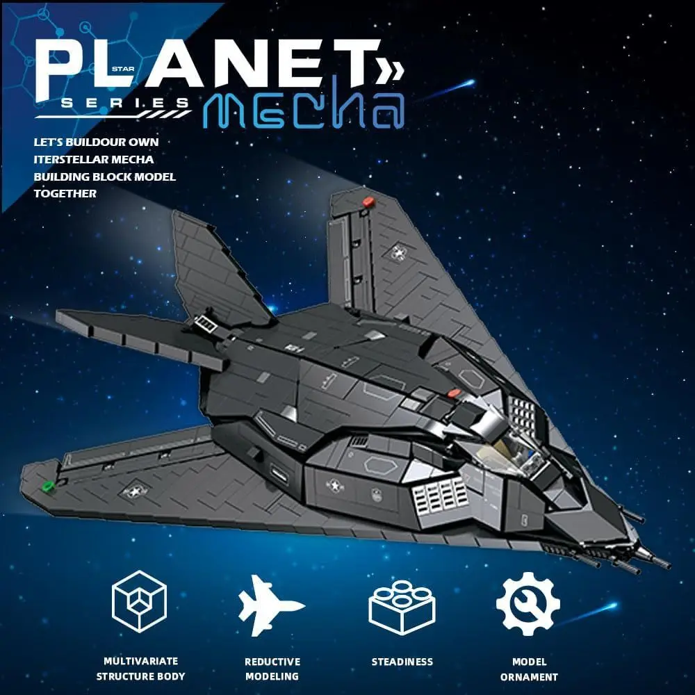 F-117 Nighthawk Stealth Fighter Jet-Modellbausatz für Erwachsene, 1375 Teile, kompatibel mit LEGO, für Kinder ab 14 Jahren