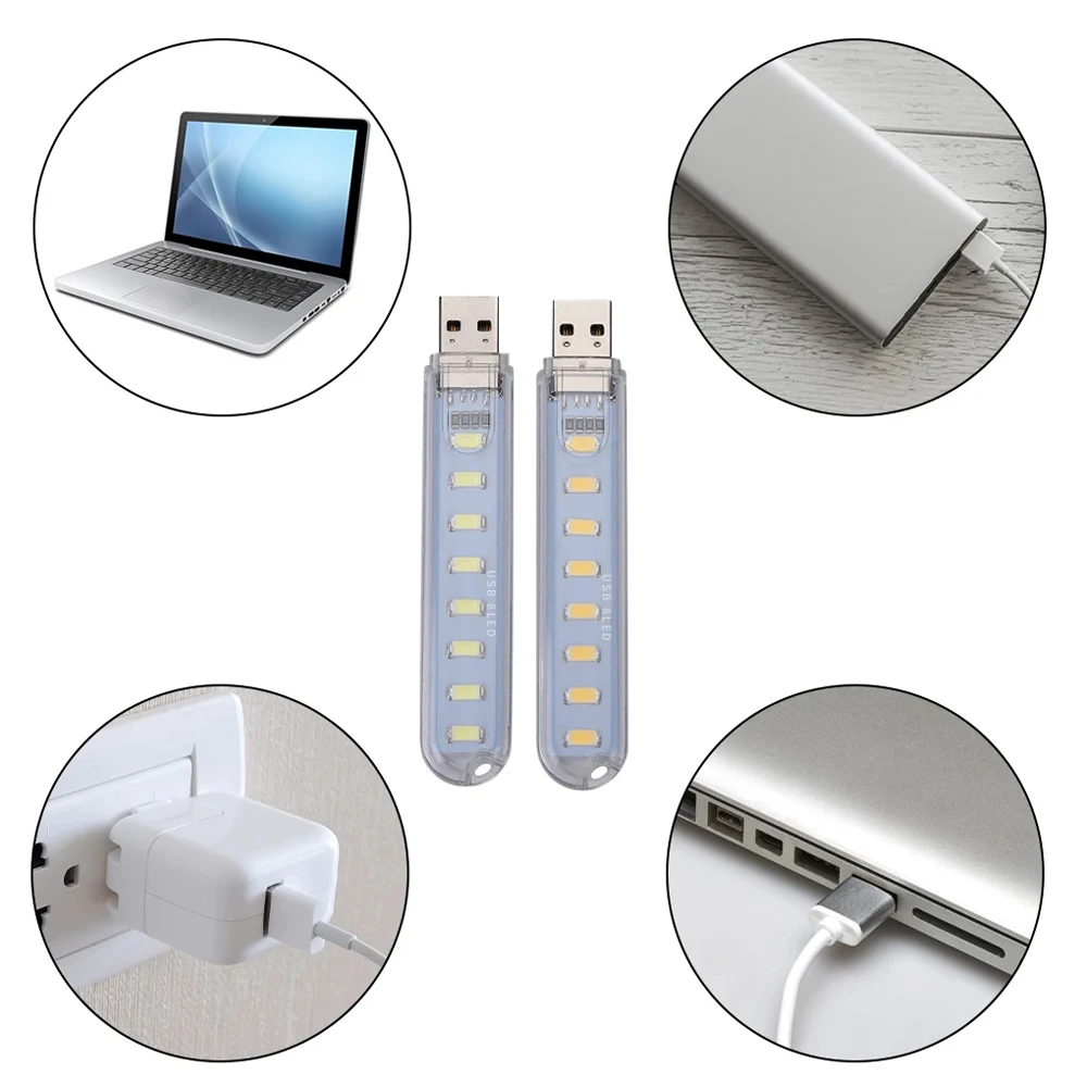 Portátil para banco de energía blanco cálido 3LEDs Mini luz USB 5V lámpara de lectura de libros luz de libro USB luz nocturna luces LED USB
