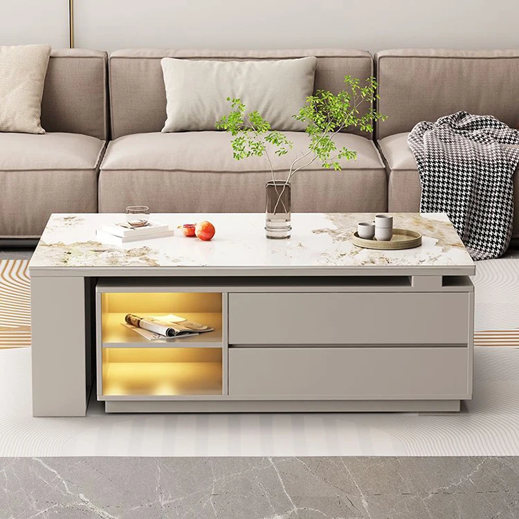 

Latest retro wooden modern luxury stretchable coffee table living room