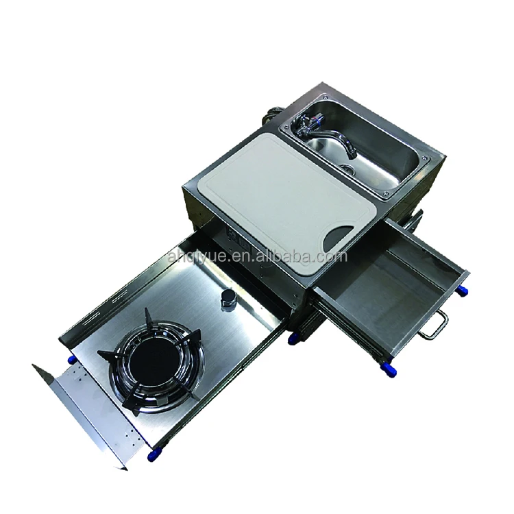 Wholesale Kitchenware Pull-out Drawer Gas Stove With Sink For Pickup Trailer Caravan