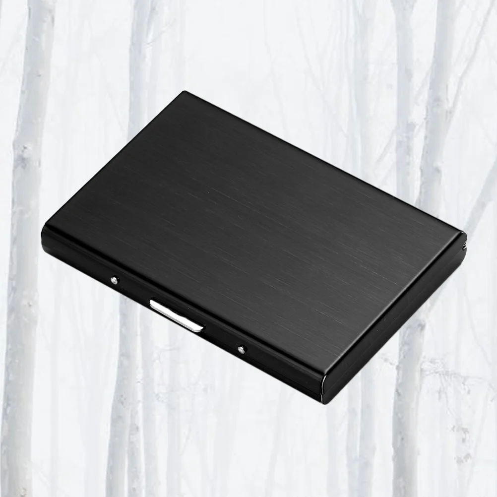 حامل أعمال من الفولاذ المقاوم للصدأ، حافظة معدنية من التيتانيوم الأسود لبطاقات الائتمان وبطاقات الهدايا ورخصة القيادة سهلة الحمل #2