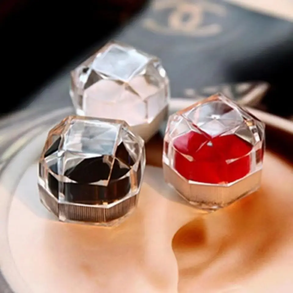 Travel with transparent acrylic box ring earrings jewellery storage box tools mini portable gift box