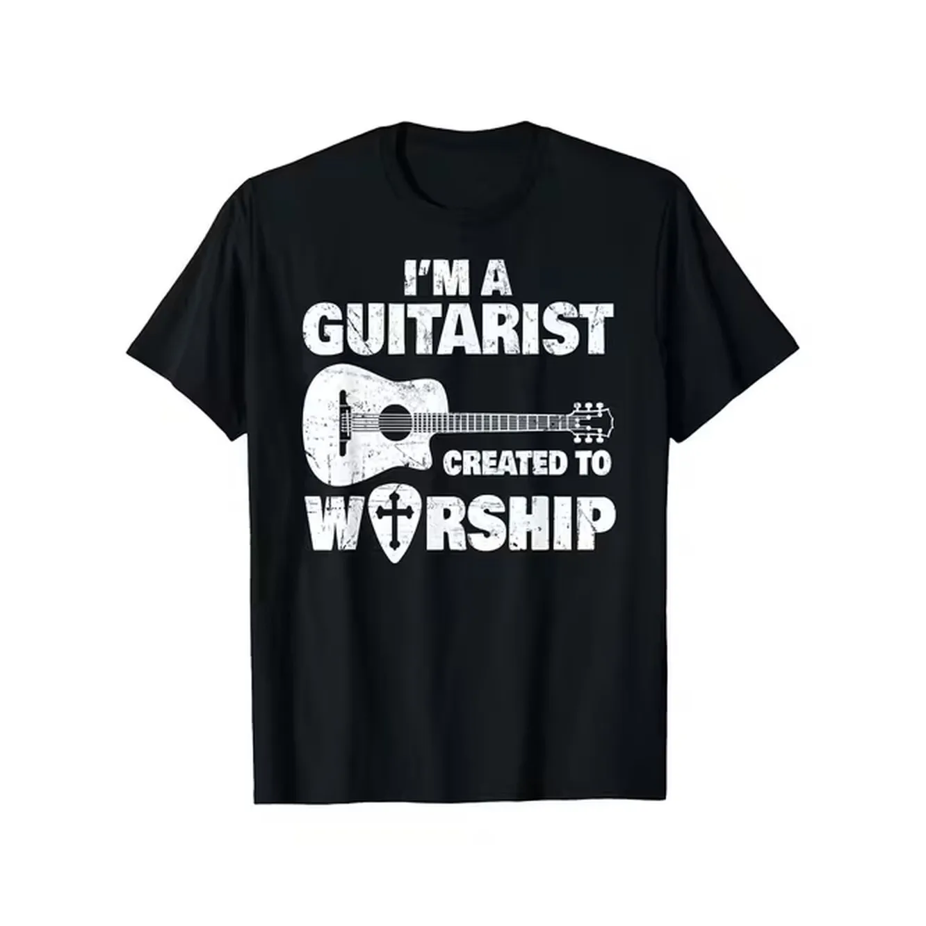 item picture mens christian guitar worship t shirt soft breathable cotton church concert tee a guitarist to worship design black with white music for worship musicians religious