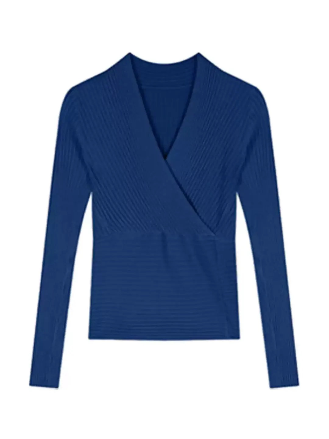 الأزرق V-Ne الصليب طويل Sve محبوك قاعدة irt المرأة سليم صالح ملابس داخلية لباس خارجي سترة علوية لخريف شتاء