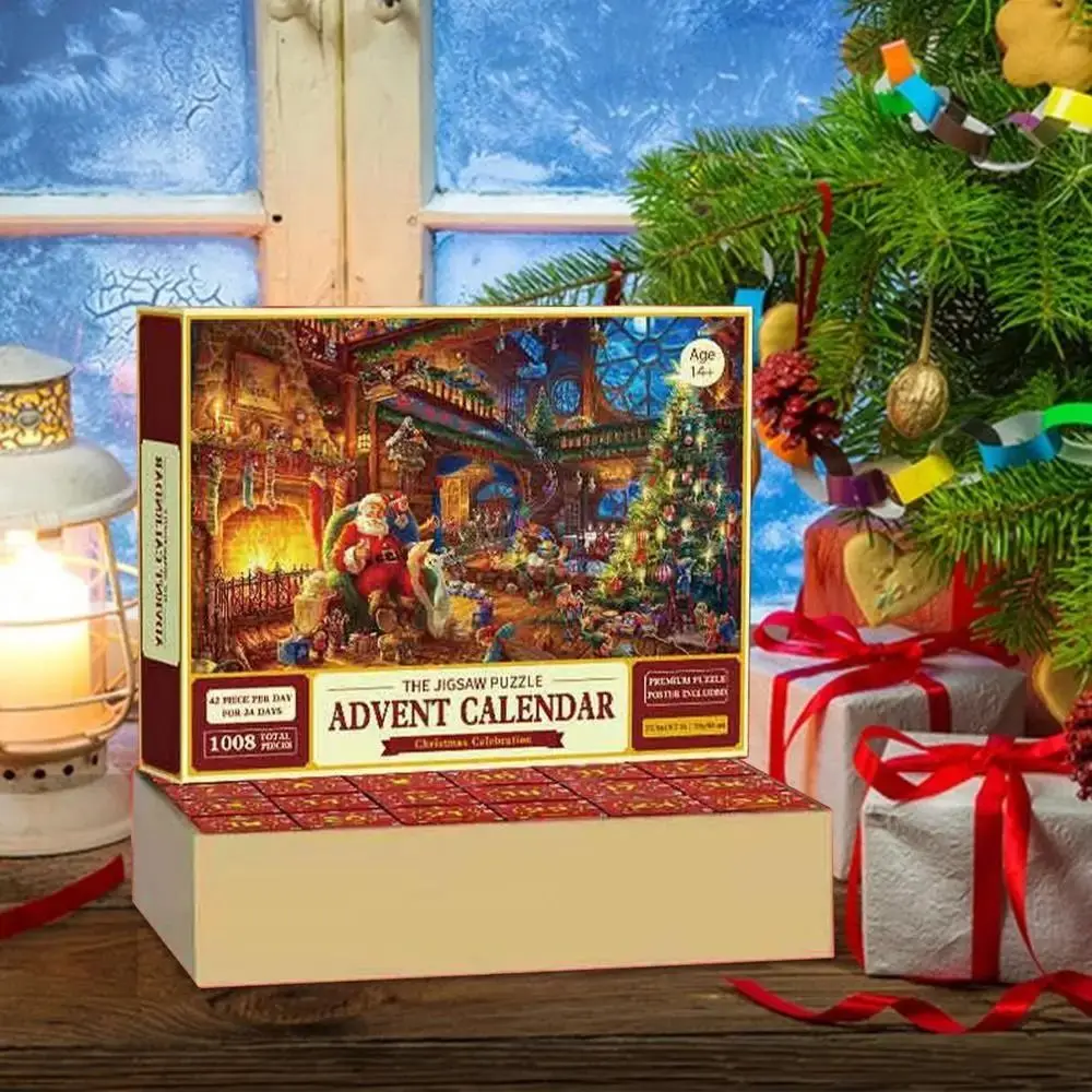 1008PCS Puzzle Advent Calendar 2024 Christmas Adventure Jigsaw Puzzle Advent Calendar 24 days Calendar Christmas Puzzle For Kids