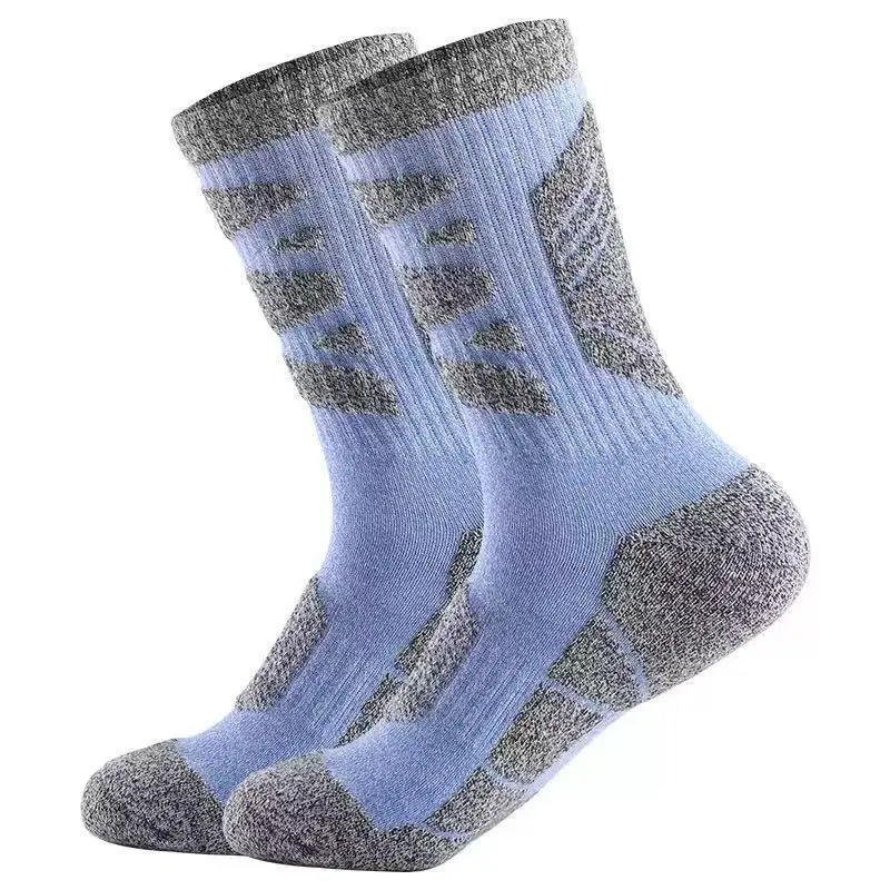 2 pairs of women's thick cotton towels, outdoor socks, hiking and skiing, sweat absorbing and warm sports socks