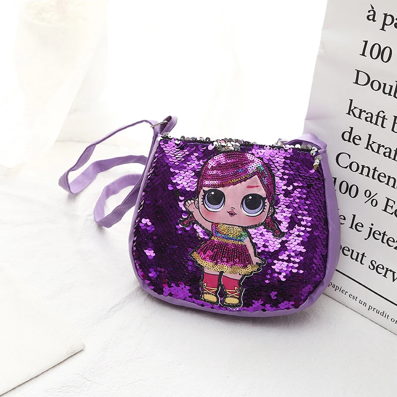 Children\'s Sequin Crossbody Bag Fashion Personality Cartoon Cute Doll Girl Casual Mini Bag Ideal Choice for Gifts