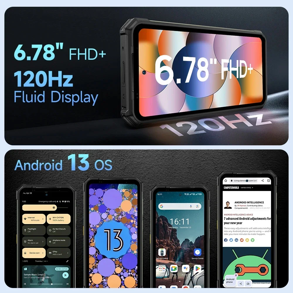 Ulefone-teléfono inteligente Armor 24 versión Global, Smartphone resistente con Android 13, 22000mAh, 24GB + 256GB, visión nocturna de 64MP, 6,78 pulgadas, 120Hz, NF