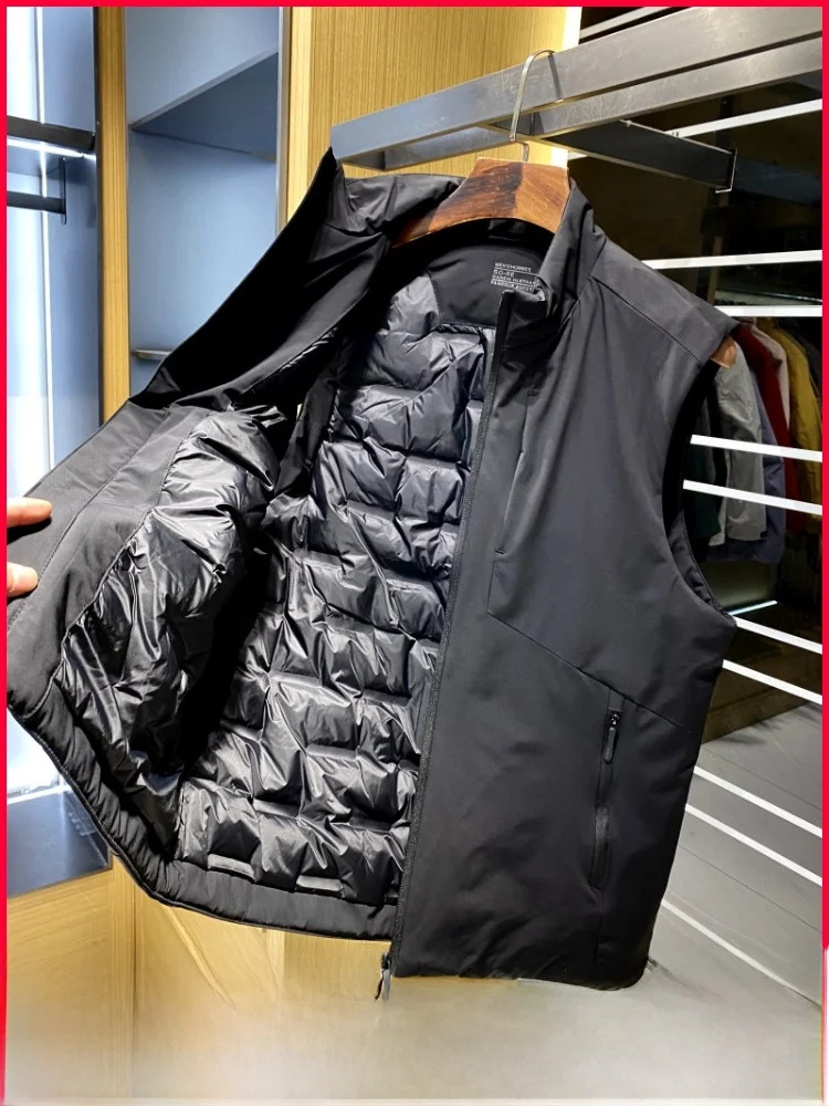 

Outdoor Men's Du down Jaet Vest New Winter Functional Stand Collar Polyester Fiber Soft Medium Fit Zipper Closure Warmth