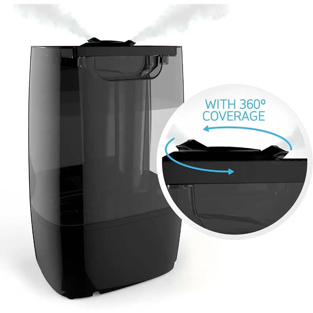Warm and Cool Mist Humidifier - Easy-to-Clean 5-Liter Water Tank, Humidity Sensor, Two 360-Degree Rotating Mist Nozzles