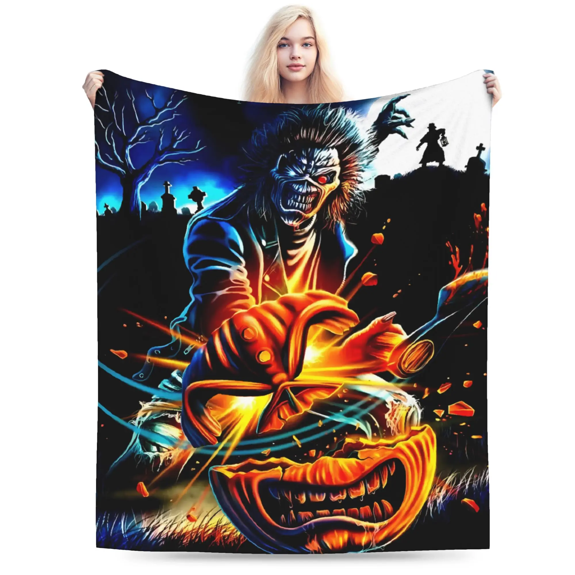 I-Iron-Maidens Music Band Art Flannel Blankets Winter  Soft Warm Throw Blanket for Kids Adult Couch Bed Bedspread Sofa Bed Cover