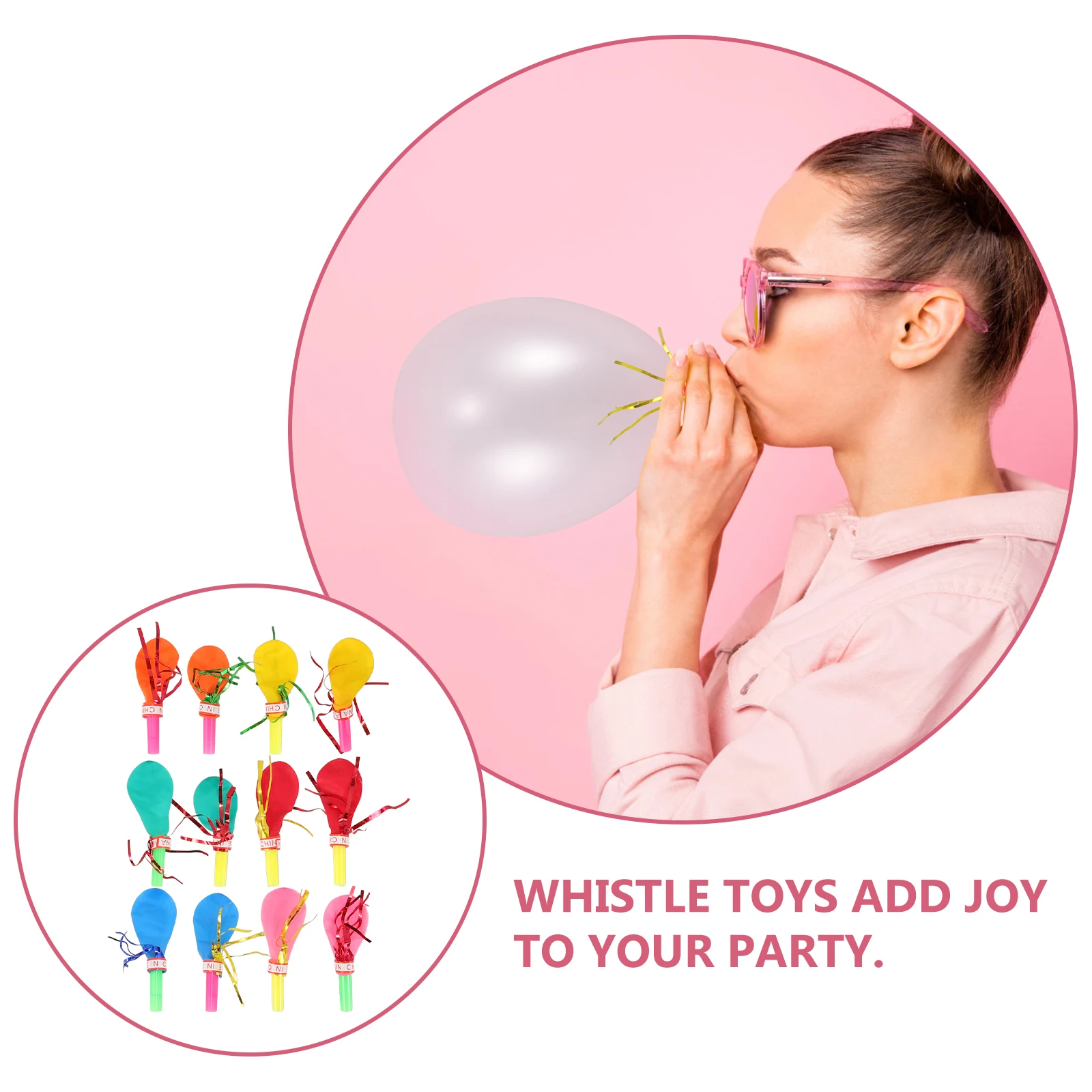 

30Pcs Blowouts Musical Whistles Balloon Fringed Glitter Metallic Noisemaker Birthday Christmas Halloween Party