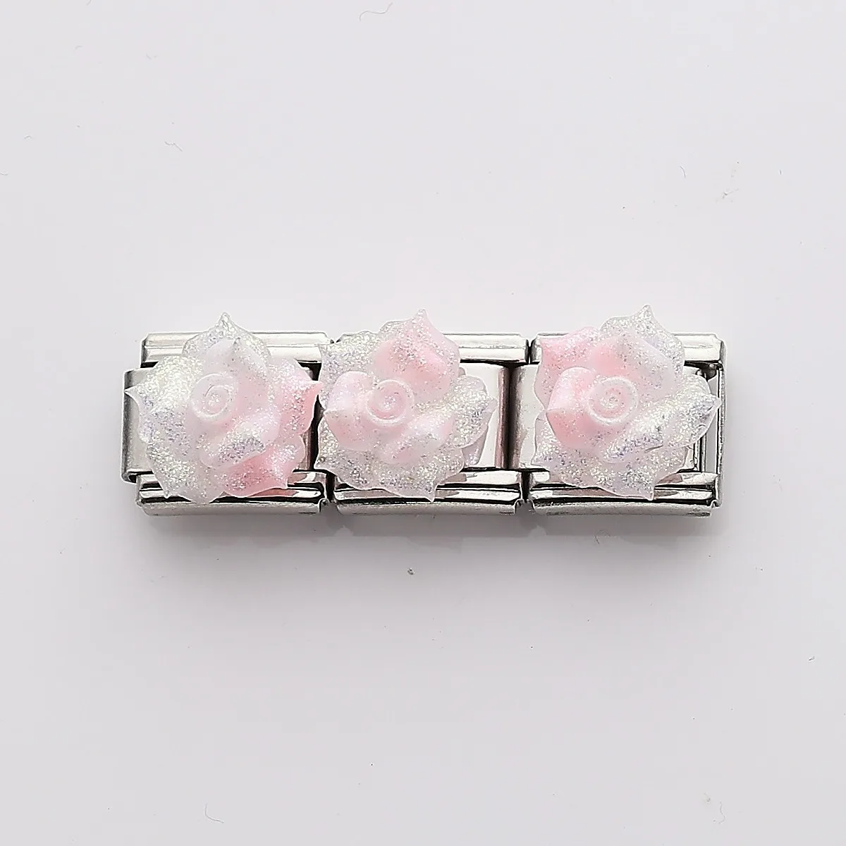 

3pcs Pink Rose Butterfly Blue Rose Series Italian Charm Stainless Steel 9mm Bracelet for Woman Module DIY Making Accessories
