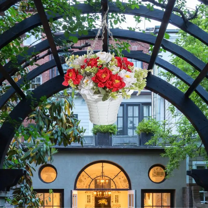 

Artificial Flowers In Basket Hang Baskets With Fake Daisy Flower Fake Flowers Chain Hang Basket For Porch Patio Country