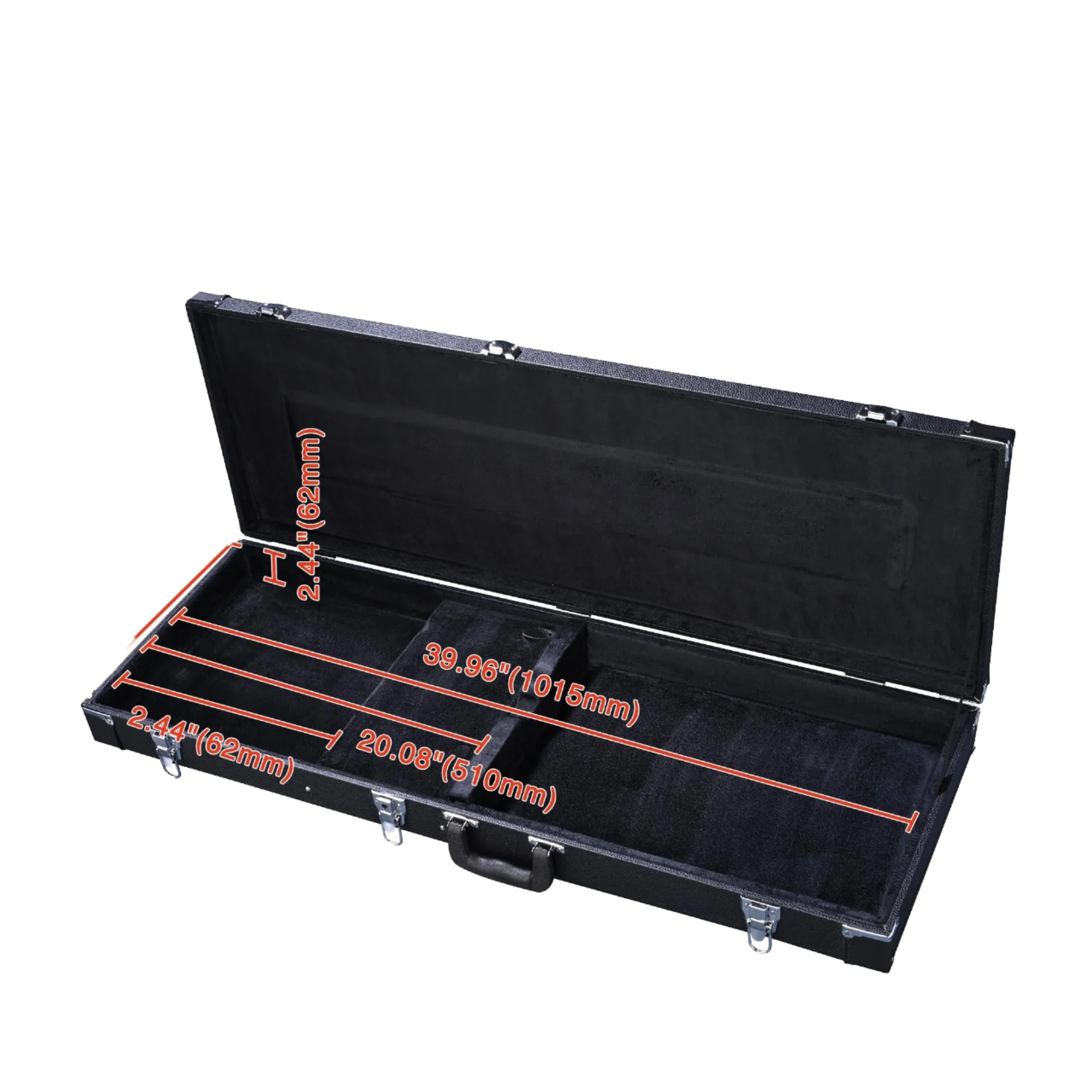 Deluxe Rectangular Wood Electric Guitar Hard Case Plush Lining Handle Shoulder Strap For Stage Daily Practice
