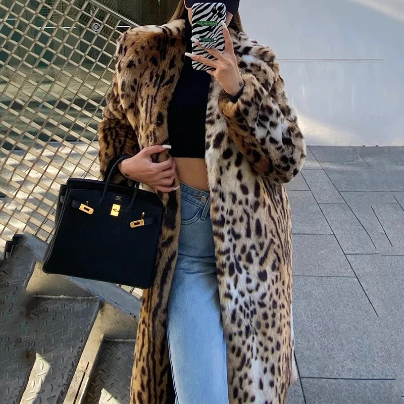 Winter Lange Warme Dicke Leopard Flauschigen Faux Pelzmantel Frauen Tiger Print Runway Lose Luxus Designer Kleidung Frauen Mode Mantel