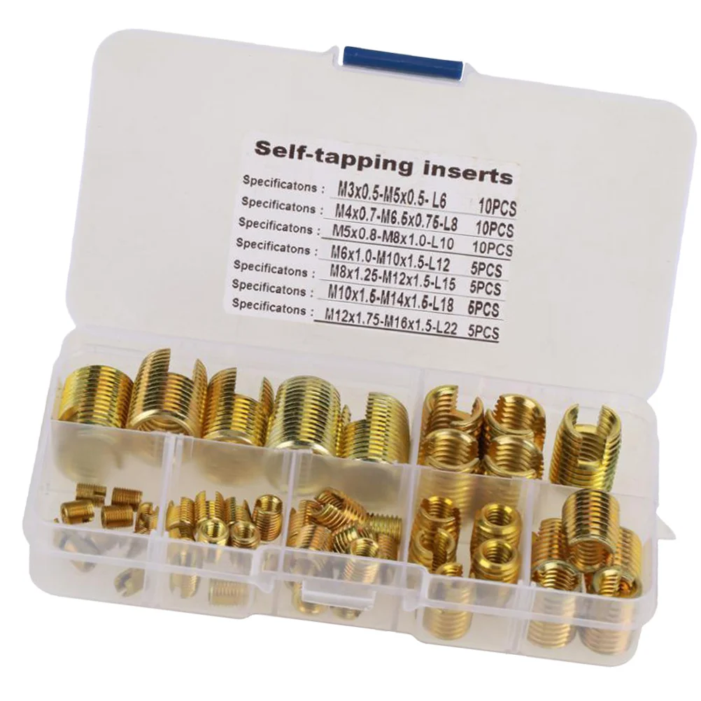 

50pcs Thread Repair Tool Carbon Steel Self-Tapping Screw Thread Parts Kit For Automotive Shipbuilding Construction Hardware