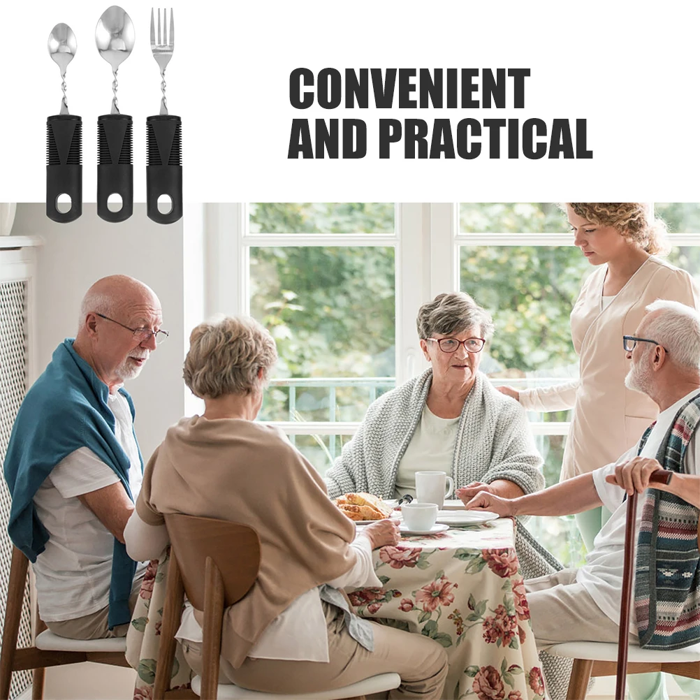 

6pcs Anti-Shake Tableware for Elderly Adaptive Utensils Disabled Adults Weighted Cutlery Set Bendable Easy Use Kitchen