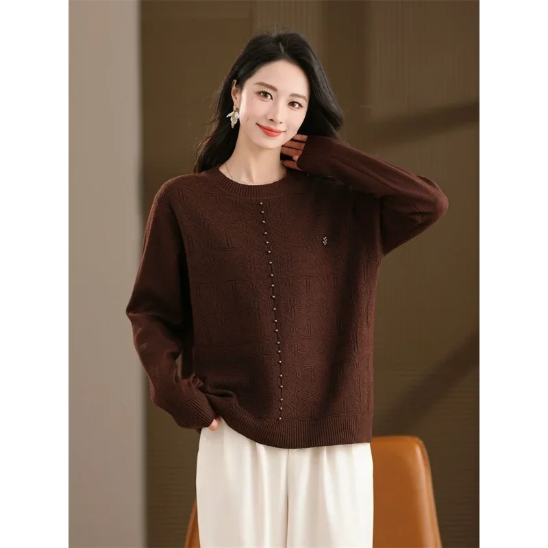 

Женский свитер, вязаный топ, модная свободная осенняя модная базовая рубашка для мам среднего возраста