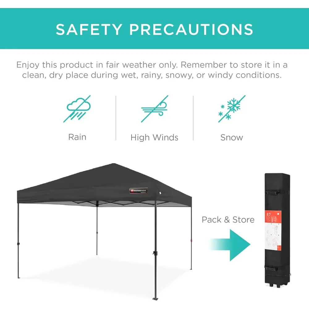 10x10ft 1-Person Setup Pop Up Canopy Tent Instant Portable Shelter w/ 1-Button Push, Case, 4 Weight Bags
