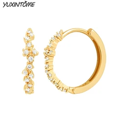 925 Sterling Silver Needle Fashion 9/14mm Small Hoop Earrings for Women Wedding Exquisite Jewelry 24K Gold Earrings 2022 Luxury