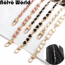 1/3/10PCS 65CM 9mm Metal PU Heart Leather Chains For Replacement Lanyard Mobile Phone Handbag Bags Belt Crossbody Accessories