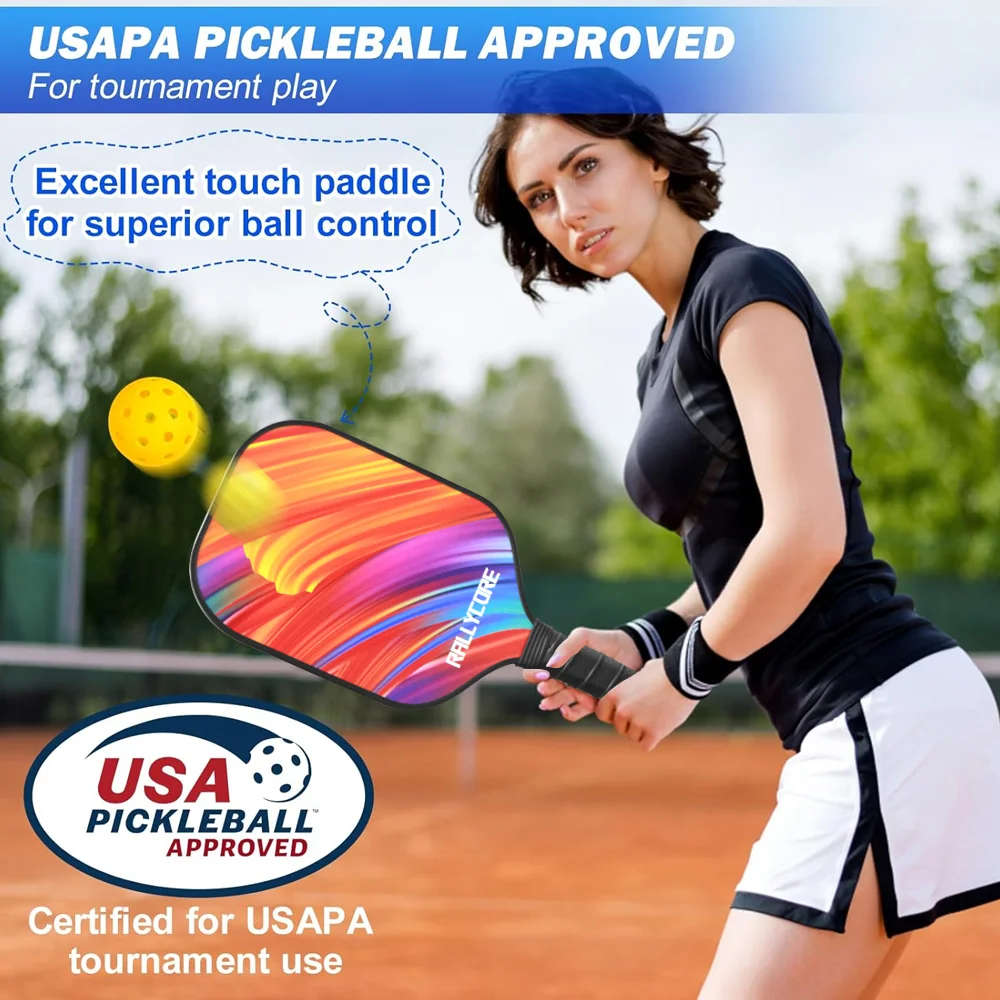 

Pickleball Paddles Set of 2 with 4 Balls, Portable Carrying Bag, Indoor Outdoor Honeycomb Core Paddles Rackets