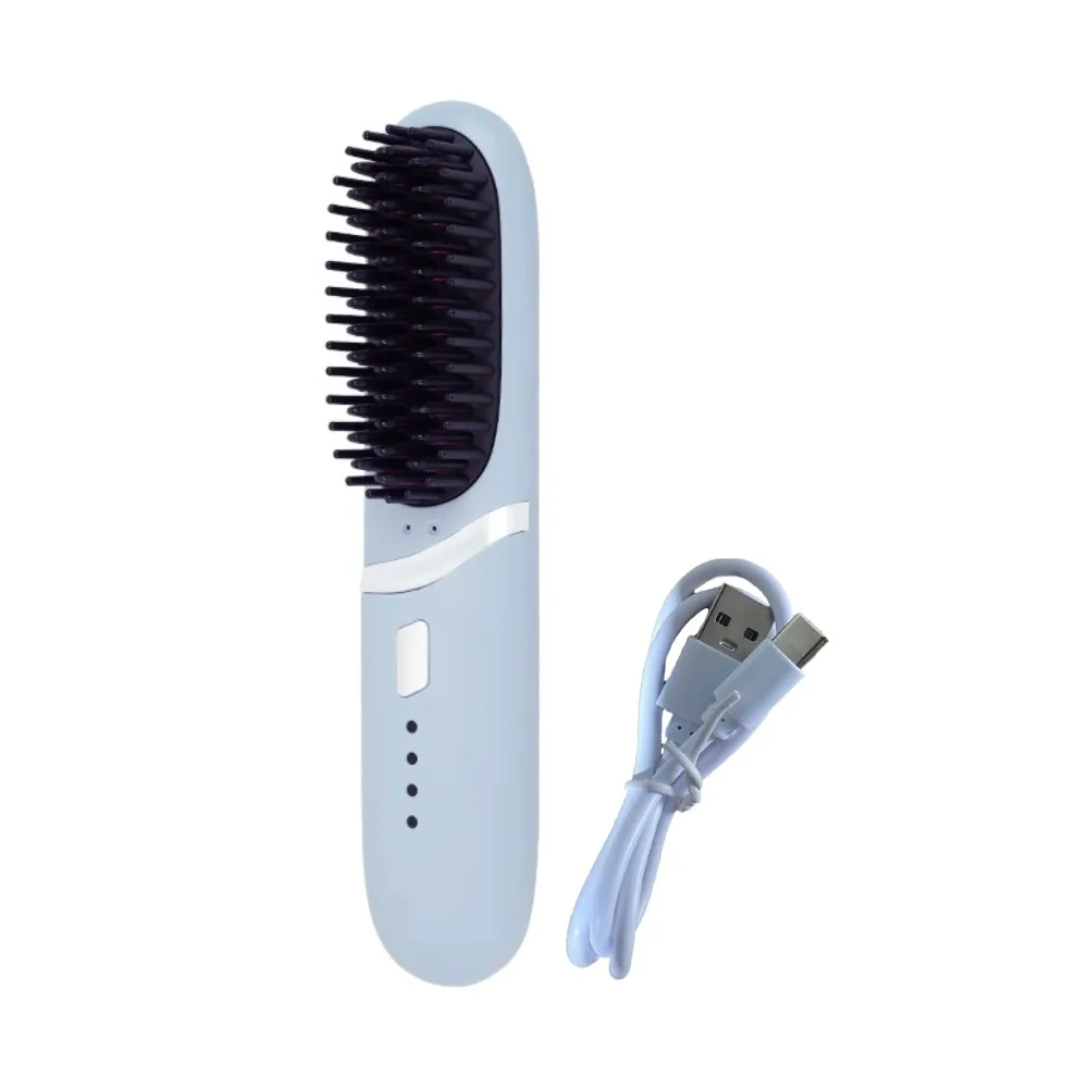 

Выпрямляющая расческа с отрицательными ионами, долговечная прямая рулонная расческа двойного назначения с зарядкой, 3-уровневая температура