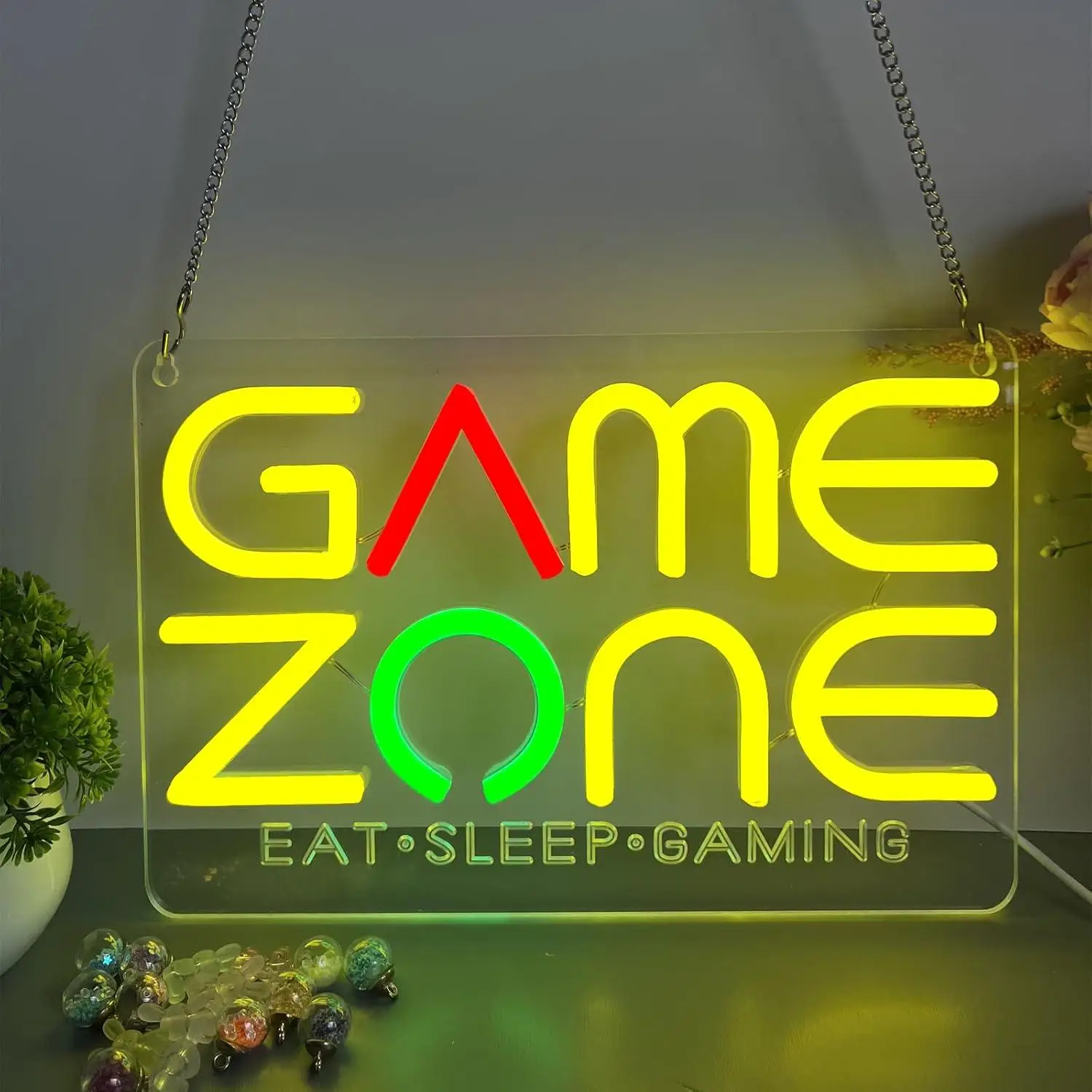 

Game Zone Neon Sign Game Symbols USB Dimmable Neon Lights for Gaming Room Man Cave Kids Room Playroom Decoration Gift for Gamers