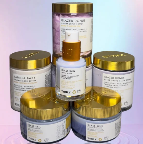 TRULY Brand Glazed Donut After Shave Glow Cream Vanilla Baby Golden Glaze Shimmer Body Butter Soft Serve After Shave Plump Cream