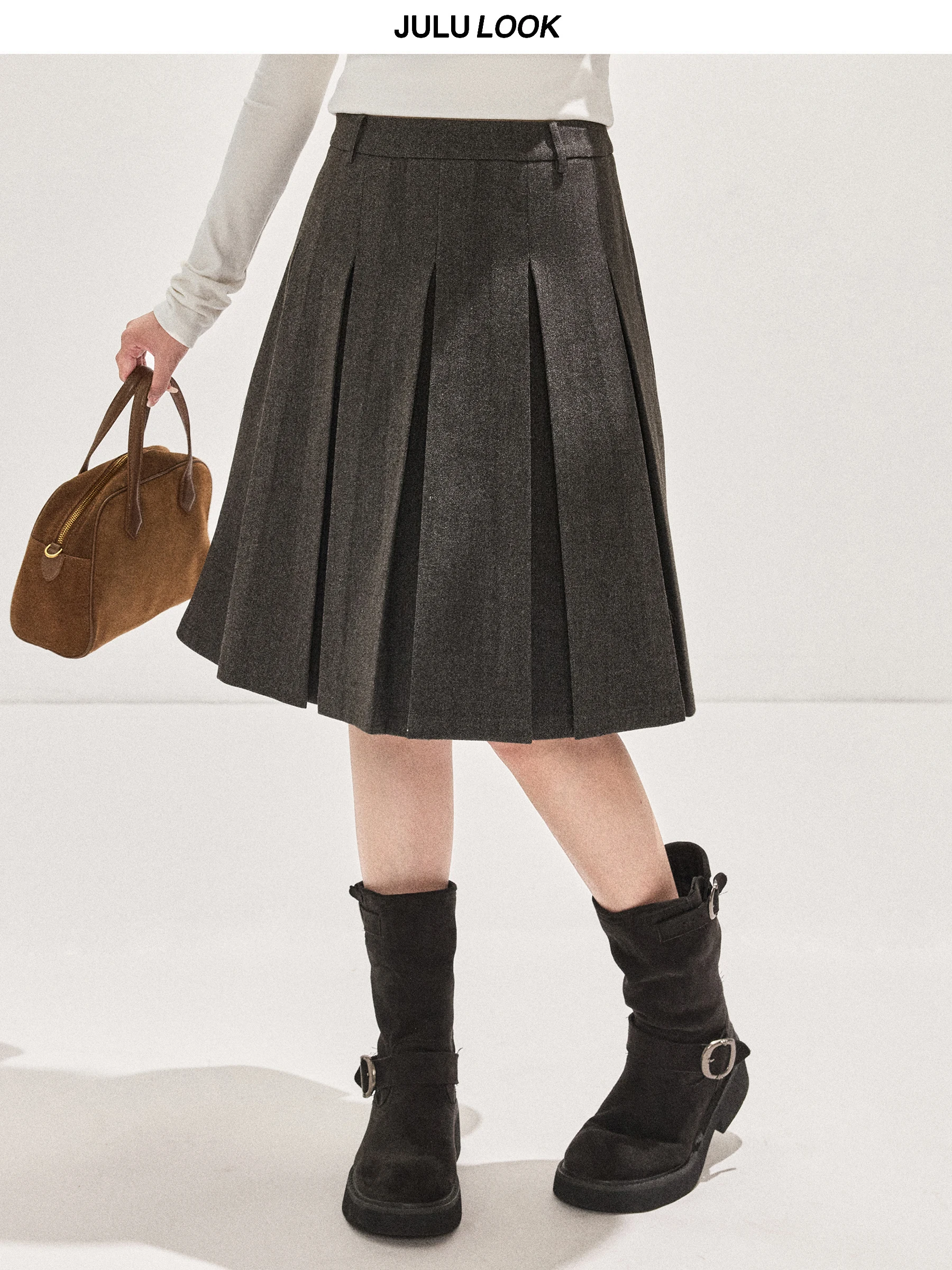 

JULULOOK Studio "Miss Violets" шерстяная плиссированная юбка больших размеров, юбки трапециевидной формы средней длины для груш и Sanlass apes