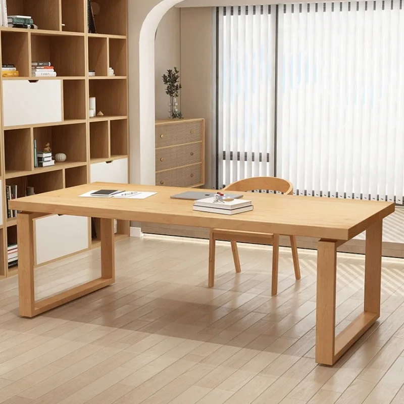 

Nordic all solid wood office computer desk simple home study table studio log style reception negotiation table