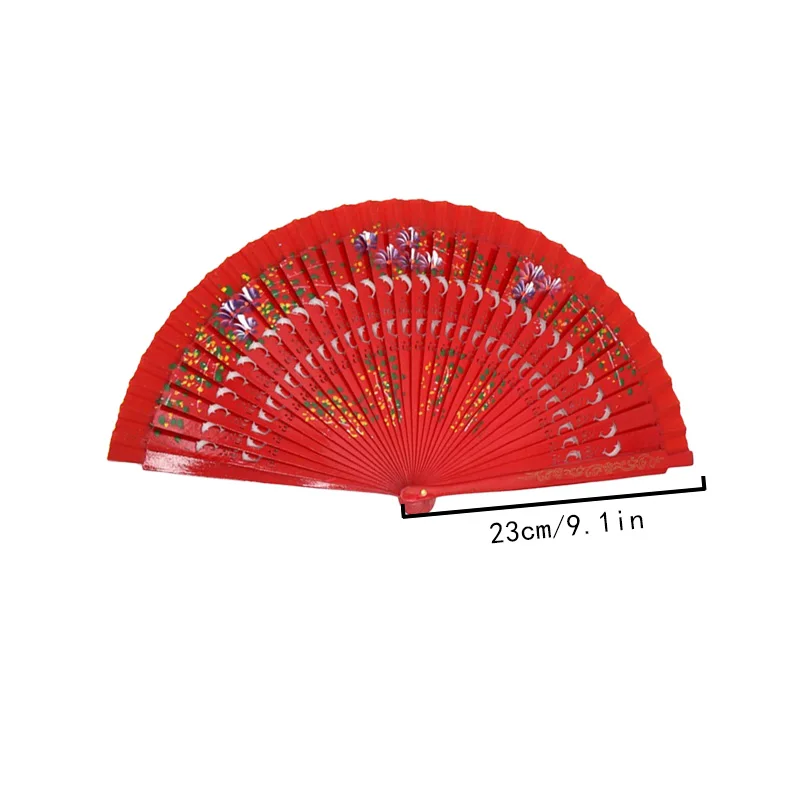 1pcs Folding Fan Wood Spanish Fan For Dancing Colorful Printing Hand Folding Fan Home Decoration Ornaments Craft Gifts For Guest