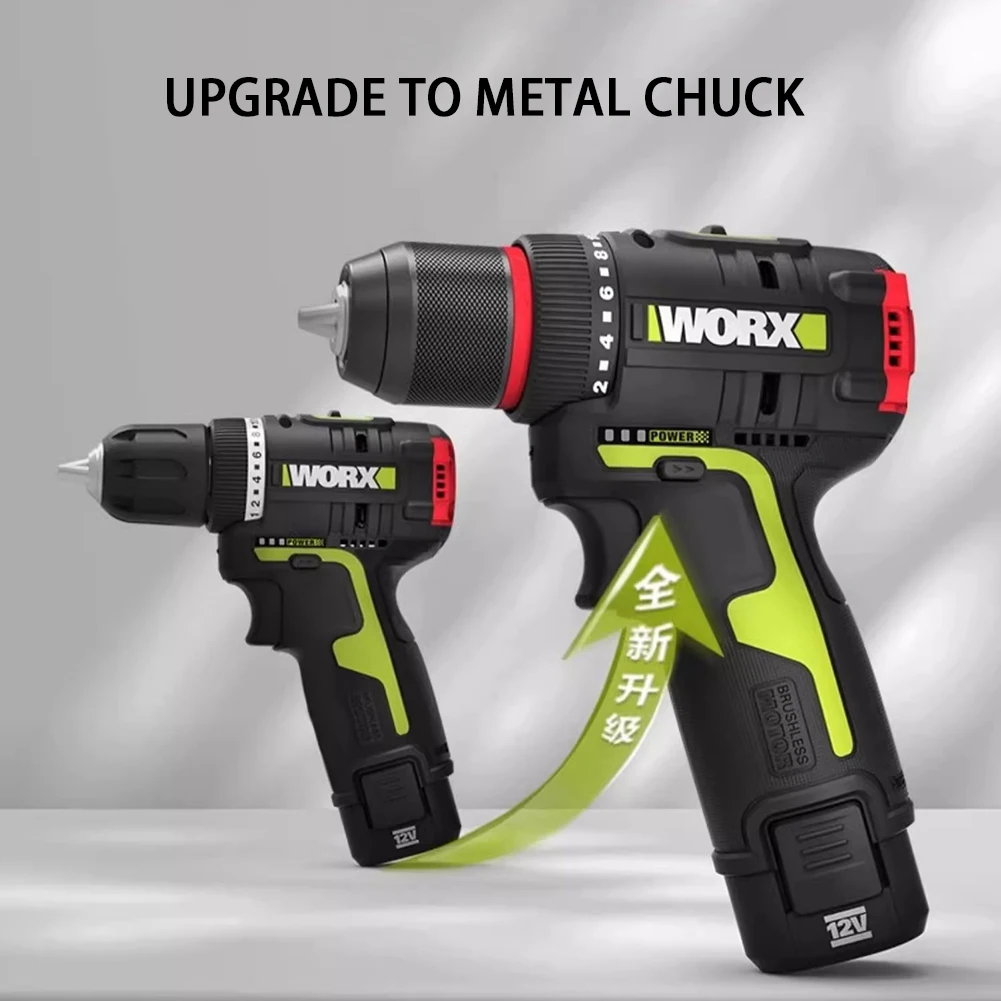 WORX WU130X 12V Bor Obeng Listrik Tanpa Kabel 40Nm Motor Tanpa Sikat untuk Pengerjaan Logam Peralatan Listrik Baterai Lithium Rumah