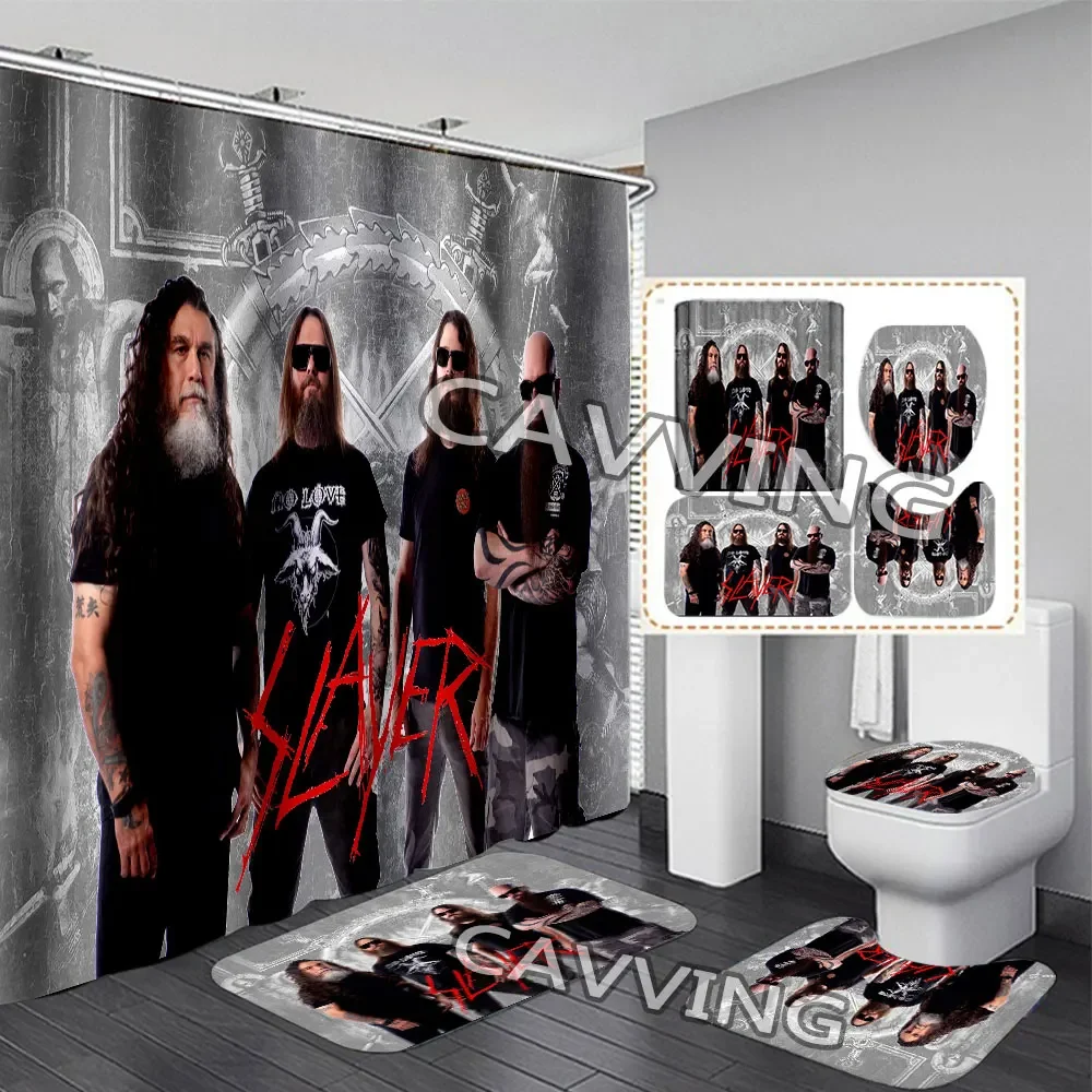 Slayer Rock Band 3D Print Shower Curtain Waterproof Bathroom Curtain Anti-slip Bath Mat Set Toilet Rugs Carpet