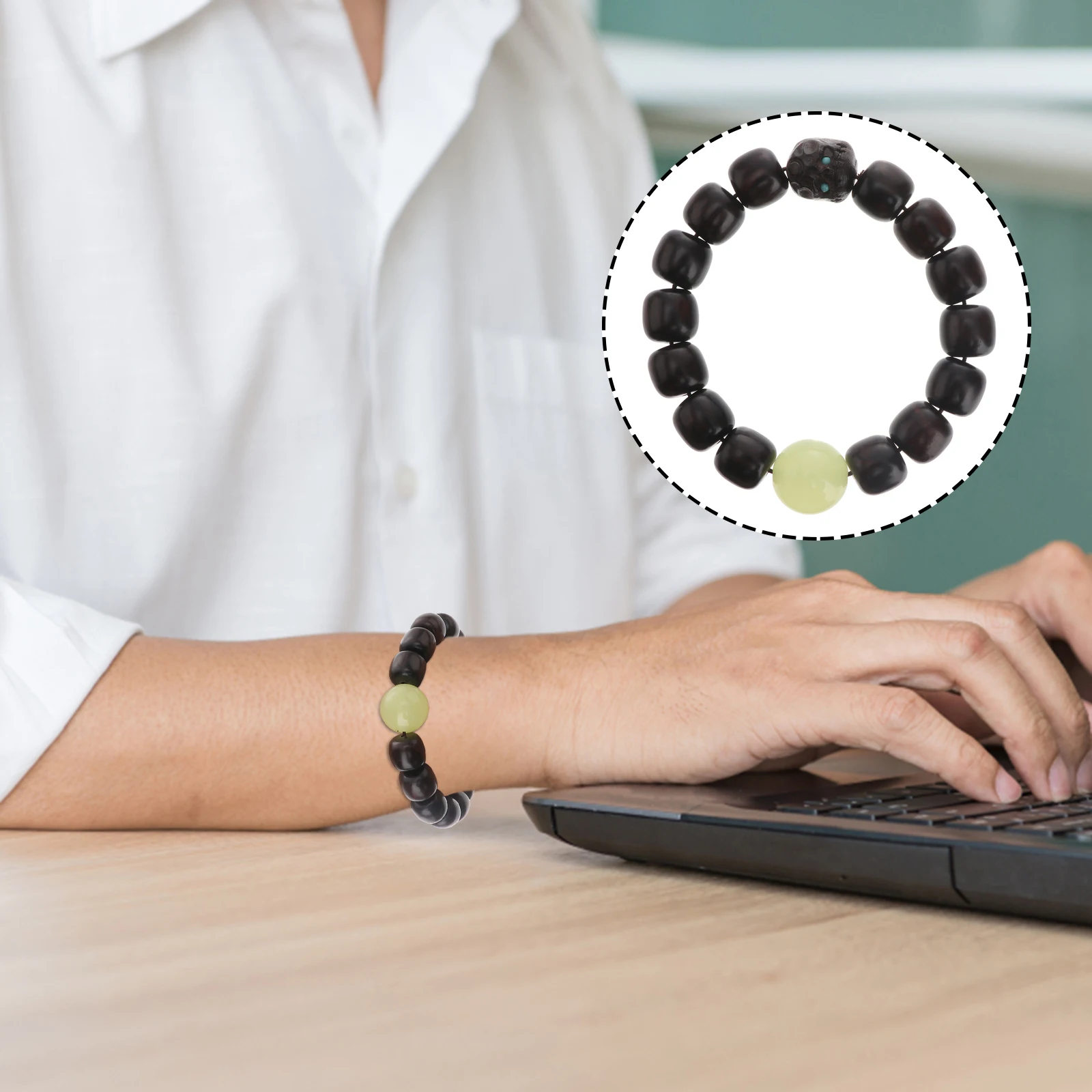 

Vintage Beads Bracelet Durable Ebony Wood Jewelry Chain Smooth Comfortable Hand Wear Retro Design Gift For Men Women