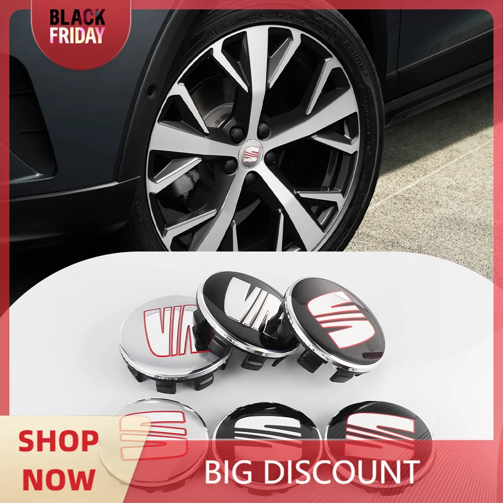 55/56/60/63mm Car Aluminum Alloy Wheel Center Caps Badge Tire Hub Stickers For SEAT lbiza 6j Leon Mk2 cupra FR Arona Ateca Altea