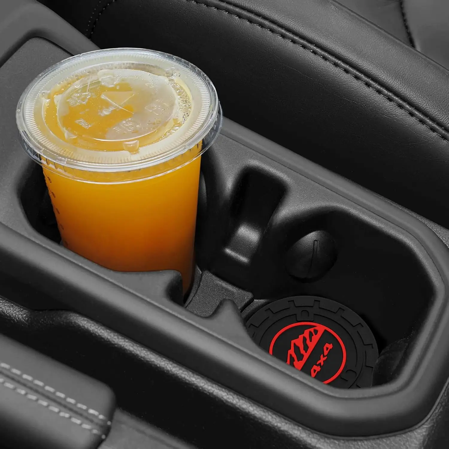 2PCS Auto Car Truck SUV Cup Holder Mat for Jeep Wrangler JL JK JLU&Gladiator JT Accessories,Silicone Cup Inserts Interior Mats view 6