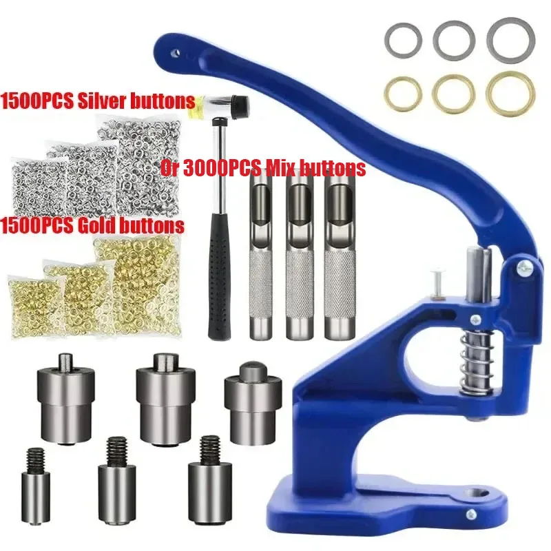 

Hand Press Grommet Machine with 3000pcs Grommets 3 Die Installation Tool Handle Cover Hand Press Grommet Machine Punch Tool