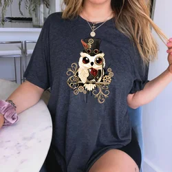 STEAM PUNK OWL Women T-shirts Fashion Casual Unisex Clothes Teens Short Sleeve Tops Female Aniamls Graphic Tees Camisetas