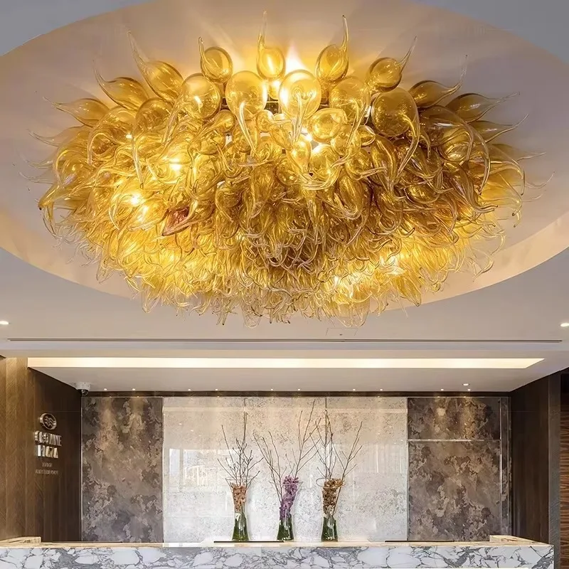 Indoor Modern Crystal Pendant Chandelier Pendent Lamp For High Ceiling Hotel Home Creative Glass Customized Chandelier