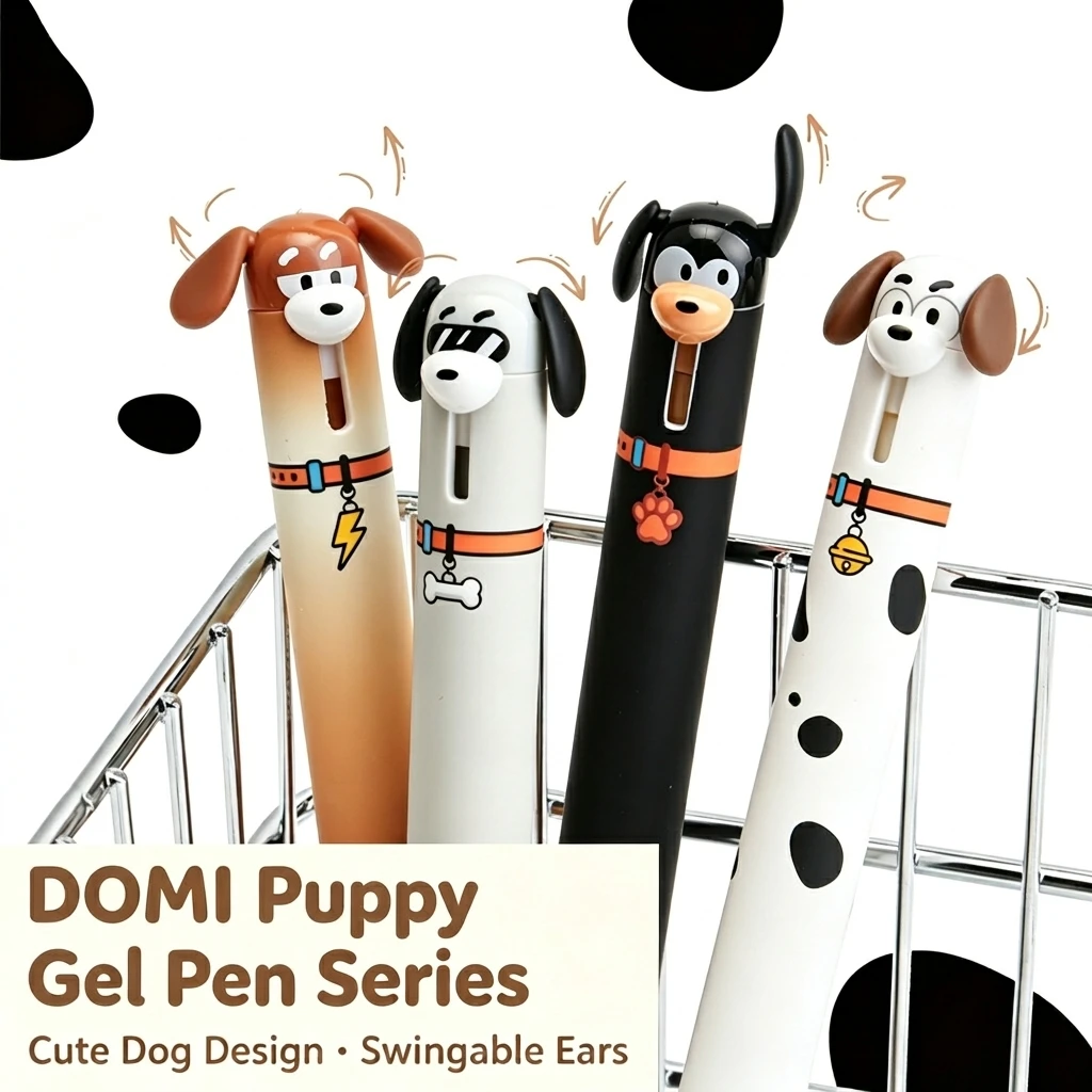 Cute Dog Gel Pen ST 0.5mm Movable Ears Fast Drying Black Ink Kawaii School Supplies Creative Writing Stationeries Desk Art Puppy
