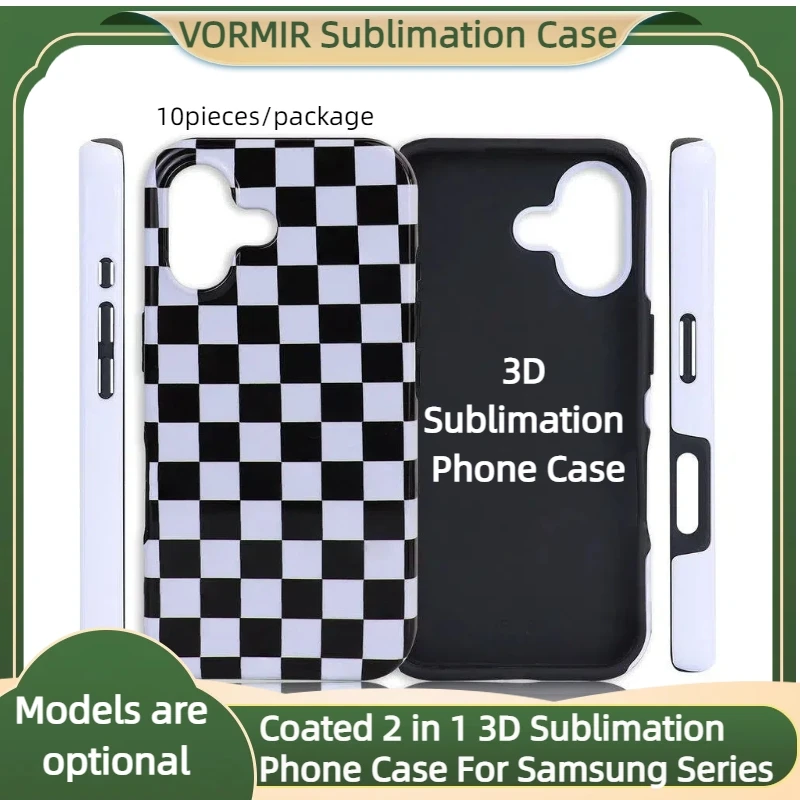 

10pcs Coated 2 in 1 3D Sublimation Phone Cases Customized Tough Heat Press Protective Back Cover Blanks for Samsung A15 S24 S25