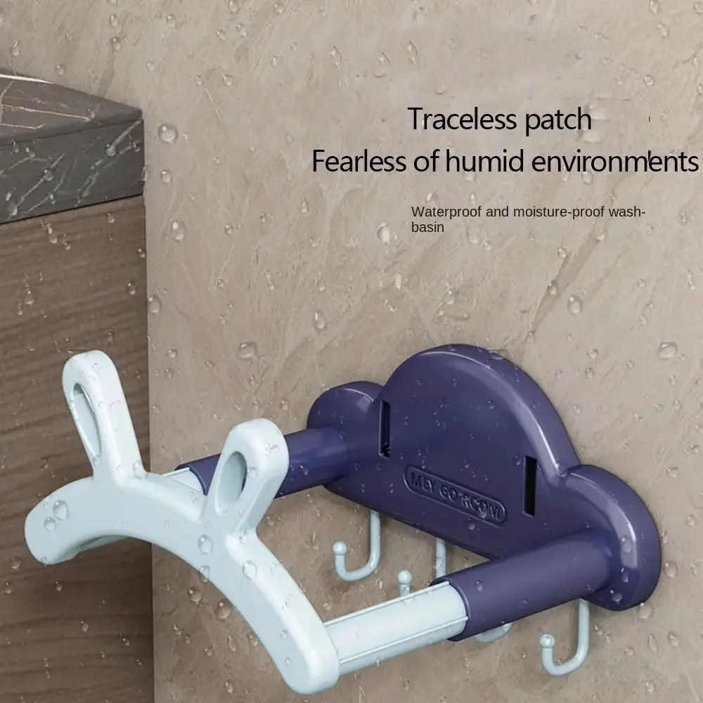 Telescopic Washbasin Rack Wall Mounted Rabbit Ears Storage Shelf Multifunctional No Punching Washbasin Hook