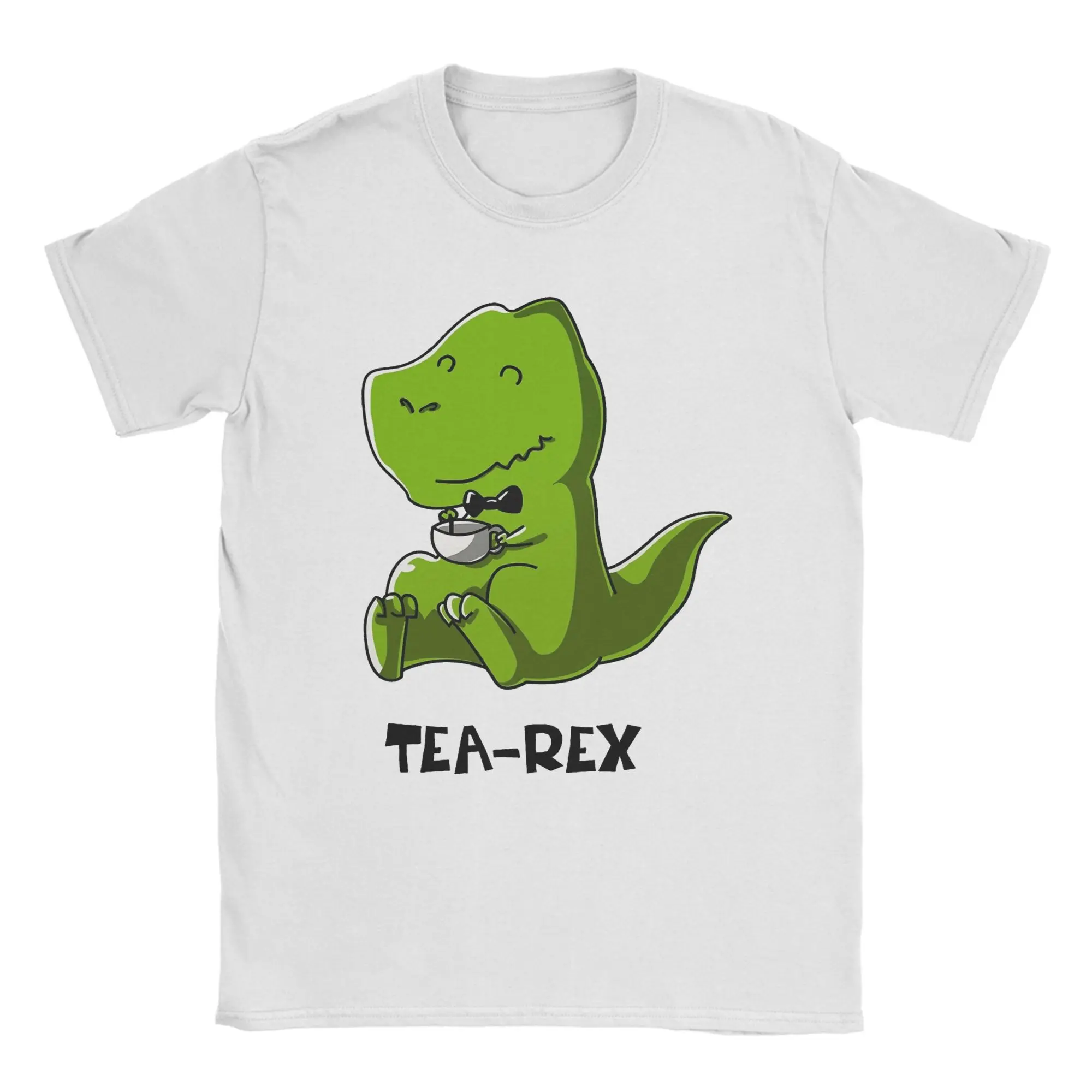 

Tea Rex Cartoon Pun Cotton T-Shirt For Mens Summer Y2K Fun T Shirts O Neck Hipster Tees Big Size Wholesale Tops