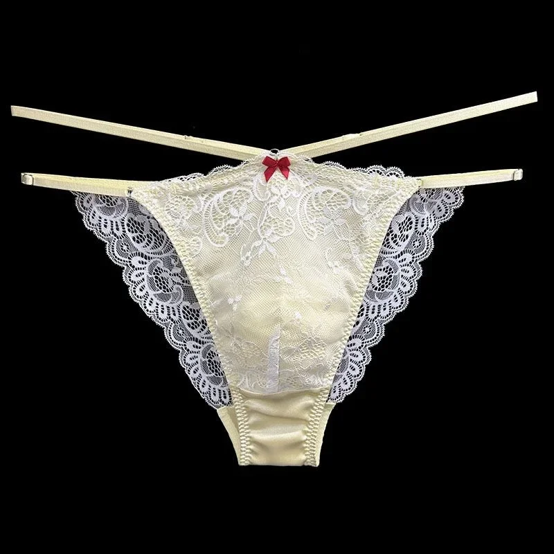 Cuecas masculinas de renda de seda rosa, show ao vivo, dança, DJ, clube, bar, festa privada FKK, presente BF, calcinha tanga