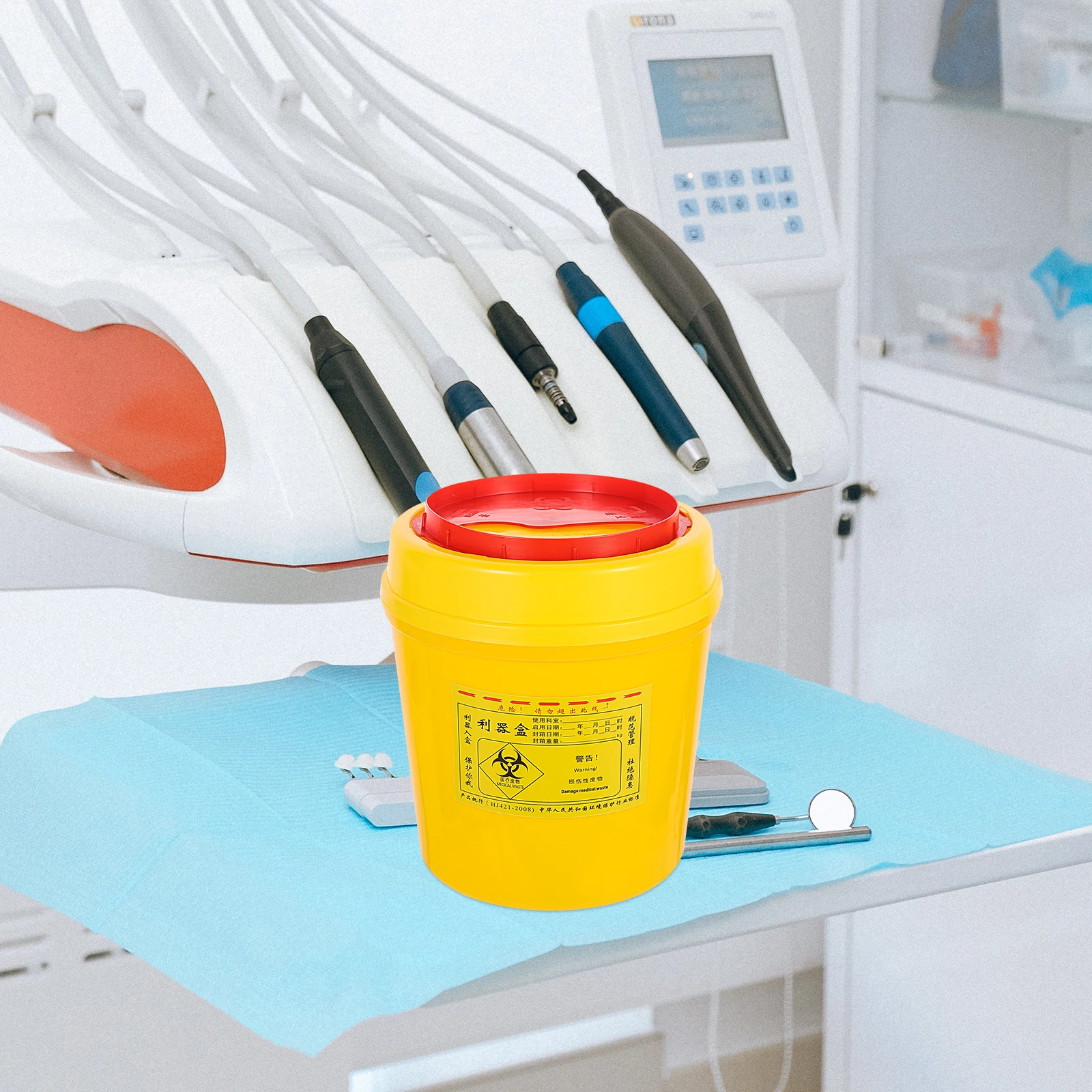 

2pcs Sharps Container Medical Waste Disposal Box For Tattoo Clinics Durable Self-Sealing Plastic Safe Trash Can For Needles